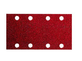 Fogli carta abrasiva forata con velcro per levigatrici - grana 80 blister da pz.6 - mm.93x185, fissaggio a strappo, per Atlas Copco, Bosch, Festo, Holzher, Peugeot