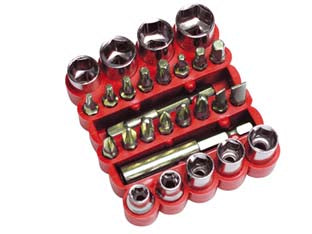 Inserti magnetici e bussole 27 pezzi - contiene inserti a taglio, phillips, torx, pozidrive, esagonali, bussole e portainserto in acciaio al cromo vanadio