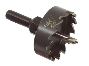 Fresa a tazza hss martin - ø mm.55 - in HSS vaporizzata, indicata per forare acciaio, ghisa, ferro, lamiera, fornita di albero e punta, fornita di albero e punta