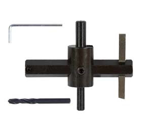 Foralastra con utensile in hss al cobalto 5% da mm.20-123 - taglio da ø mm.20 a 123 PG 214.00 - attacco cilindrico ø mm.8, guida fissa centrante ø mm.6, completo di punta HSS ø mm.6 e chiave di servizio, utensile mm.5 in ...