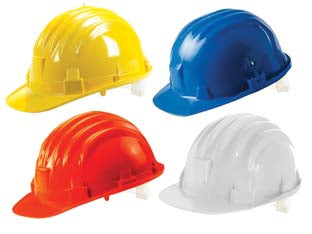 Elmetto di protezione cee-pren 397 - giallo - elmetto con aerazione, con sei punti di ancoraggio alla calotta, innestiper cuffie, sottogola ed accessori, senza fascia sott...