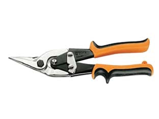 Cesoie a doppia leva sinistre per lamiera art.1124 - mm.250 lame curve cromate, impugnatura ricoperta in bimateriale