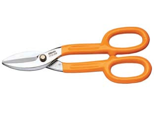 Cesoie da lattoniere art.1112 - mm.200 - modello americano, a lame larghe diritte cromate manici ricoperti in PVC