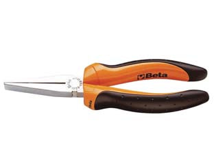 Pinza becchi piatti lunghi diritti art.1008/bm - mm.160 becchi lunghi zigrinati cromati, impugnatura bimateriale