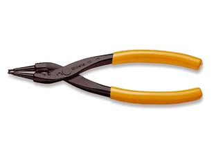 Pinza becchi diritti per anelli art.1032 - mm.140x0,9 - per anelli elastici di sicurezza per fori, manici ricoperti in PVC