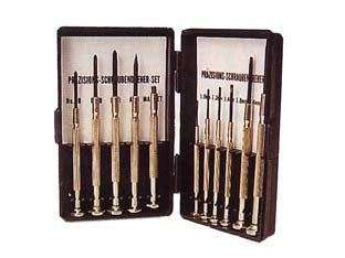 Giraviti a taglio e croce per orologiaio - pz.11 in acciaio cromato, in astuccio di plastica, in blister