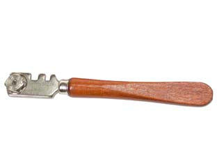 Tagliavetro a sei rotelle - con manico in legno, 6 rotelline di taglio in acciaio temperato garantiscono una buona qualità e lunga vita di taglio. rosett...