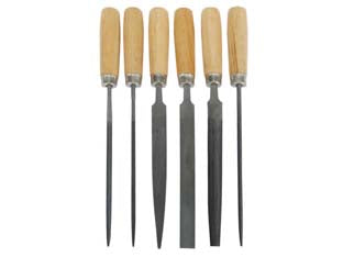 Lime in acciaio per chiavi in serie 6 pezzi - PG 449.20 - con manico in legno