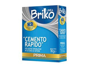 K2 linea briko cemento rapido grigio in polvere - Kg.1 in scatola - per piccoli lavori di riparazione e stuccatura, colore grigio