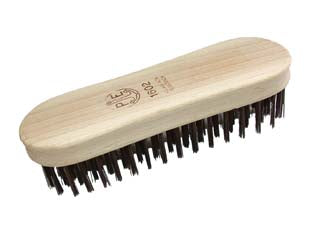 Spazzola acciaio a biscotto art.1602 - 6 ranghi - assicella in legno