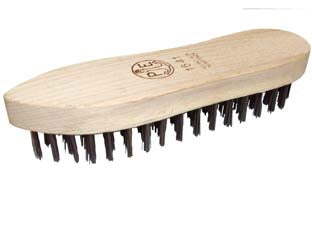 Spazzola acciaio a scarpetta - 5 ranghi art.1642 cm.18,5x5,5 - assicella in legno