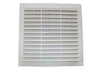 Griglia aerazione quadrata in plastica - cm.23x23 - in plastica bianca con rete, UNI EN 13141-2:2010