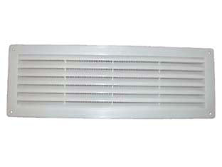 Griglia aerazione rettangolare in plastica - cm.43X23h. - in plastica bianca con rete, UNI EN 13141-2:2010