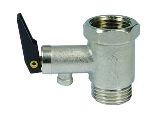 Valvola di sicurezza per scaldabagni pesante - in ottone nichelato, MF 1/2'