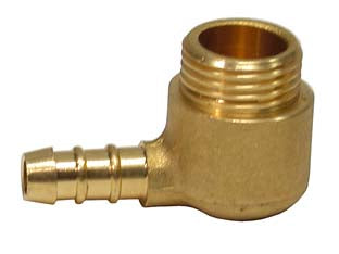 Portagomma gas gpl maschio 1/2 - mm.10 curvo, in ottone giallo