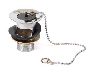 Piletta lavabo e bidet - M 1' senza troppo pieno - in ottone cromato con tappo in gomma