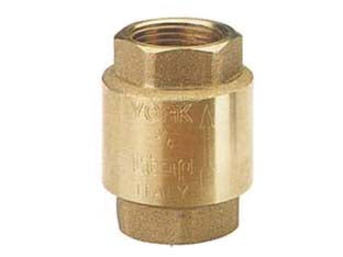 Valvola di ritegno per acqua york art.103 - F 1'1/4 - pressione esercizio 10 bar - corpo ottone lucido, piattello in nylon, tenuta in NBR, molla in acciao inox, temperatura di esercizio da 20°C a + 100°C