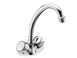 Gruppo lavello monoforo - cromato, canna 'J' orientabile per cucina