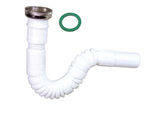 Canotti estensibili di scarico - ø mm.32 ghiera F 1' - adatto per scarico bidet, lavabi e lavelli, senza armatura, colore bianco, in polipropilene, ghiera ottone cromata