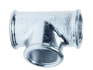 Tee 90° femmina femmina in ghisa - FF 1' - zincata cuore bianco