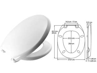 Sedile wc universale atlantico - in plastica termoindurente, colore bianco