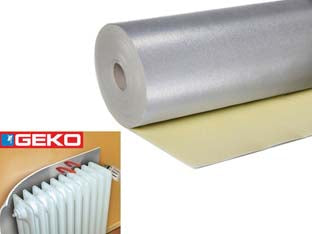 Termorifrangente in rotolo - cm.100h. in rotolo - con supporto in polietilene espanso, accoppiato ad un foglio di alluminio goffrato da applicare dietro caloriferi per riflett...