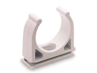 Fissatubo a clips aperto per tubi ft - ø mm.25 FT 25 - clips fissatubo aperto FT materiale: polimero antiurto di colore grigio RAL 7035, resistono a temperature -30°C+80°C, utilizz...