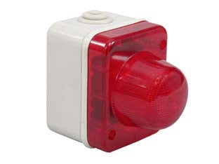 Segnalatore statico a parete rosso - mm.64x60x80h. (1580.R) - portalampada E14 e diffusore in policarbonato rosso, grado di protezione IP 54