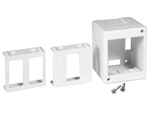 Scatola portafrutti 1-2 posti - scatola a parete portafrutti per minicanali, comprensivo di 1 adattare 1 posto e un adattatore 2 posti, colore: bianco RAL 90...