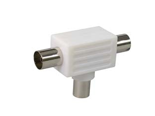 Adattatore tv coassiale - 1 spina + 2 prese mm.9,5 - ripartitore TV