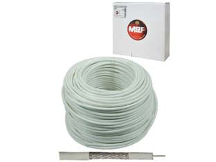 Cavo coassiale tv digitale Ø mm.5 - ø mm.5 tipo normale - cavo coassiale flessibile, conduttore 0,75 OHM in acciaio ramato (AL / PET + AL 66%)
