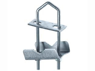 Fermapali da ringhiera - mm.42x125 in ferro zincato adatto per pali tv da ø mm25/40