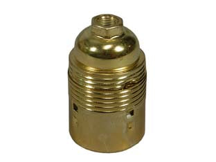 Portalampada e27 in acciaio ottonato - ø mm.38x60h. camicia liscia con dispositivo antisvitamento