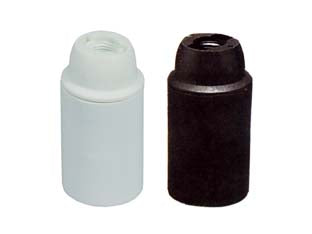Portalampada e14 termoplastico liscio - colore bianco - ø mm.26x55h. camicia liscia con dispositivo antisvitamento