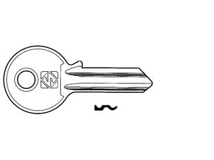 Chiavi per cilindri ala 4 spine grandi aa1r - AA1R SX - in ottone nichelato, per lucchetti da mm.50