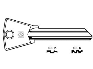Chiavi per cilindri cila-gentili 7 spine grandi - CIL2 DX - in ottone nichelato, per lucchetti 'SF'