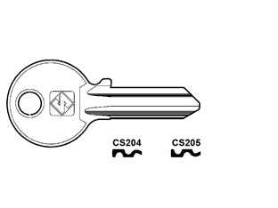Chiavi per cilindri cisa 4 spine grandi - CS204 DX - in ottone nichelato, profilo dorsato, utilizzo principale: per lucchetti