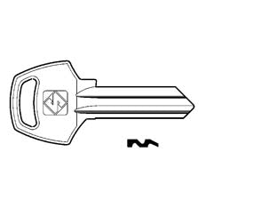 Chiavi per cilindri corbin 5 spine grandi cb1 - CB1 DX - in ottone nichelato, profilo dorsato, utilizzo principale: per lucchetti