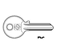 Chiavi per cilindri corni 5 spine piccole cc1 - CC1 DX - in ottone nichelato, profilo dorsato