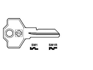 Chiavi per cilindri simeca 5 spine piccole - SM1 SX - in ottone nichelato, utilizzo principale: per cilindri per mobili, per quadri elettrici