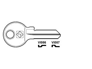 Chiavi per cilindri viro 5 spine piccole - VI087 SX - in ottone nichelato, profilo dorsato, utilizzo principale: per lucchetti e cilindri per mobili