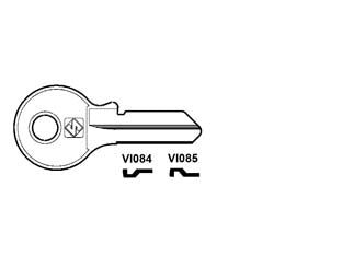 Chiavi per cilindri viro 4 spine piccole - VI085 SX - in ottone nichelato, profilo dorsato, utilizzo principale: per lucchetti e cilindri per mobili