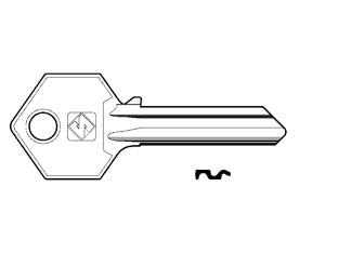 Chiavi per cilindri yale 6 spine grandi ya31 - YA31 DX - in ottone nichelato, profilo dorsato