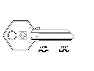 Chiavi per cilindri yale 5 spine grandi - YA226 DX - in ottone nichelato, profilo dorsato