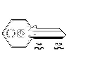 Chiavi per cilindri yale 4 spine grandi - YA6 DX - in ottone nichelato, profilo dorsato