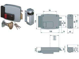Elettroserratura per porte in legno con pulsante interno 11610 - mm.60 DX (11610601) - scatola e bocchetta in acciaio verniciato grigio alluminio, tensione 12v AC, scrocco autobloccante, apertura dall’interno con...
