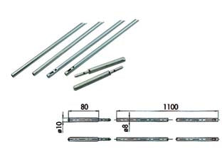 Aste complete per serrature infilare 06415 - ø mm.10 (06415000) - coppia aste interne con rivestimento in zinco ø mm.8 e coppia puntali monoblocco