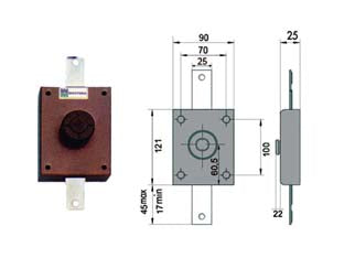 Deviatore da applicare con pomolo interno 34300 (34300V000X) - scatola in acciaio verniciato, apertura con pomolo interno autobloccante, dotazione 2 passanti per aste, 1 cavallotto superio...