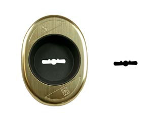 Mostrina esterna concava in ottone 95344ot1 - mm.65x90 (95344OT1C1) - mostrina ambidestra concava, completa di supporto in plastica, profondità mm.10