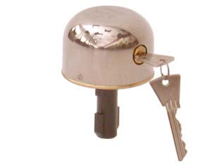 Lucchetto bloccaserranda sf - in KA - a forma sferoidale in ottone, con incorporata a caldo la baionetta multipla animata in acciaio, cilindro con coppia di chiavi...